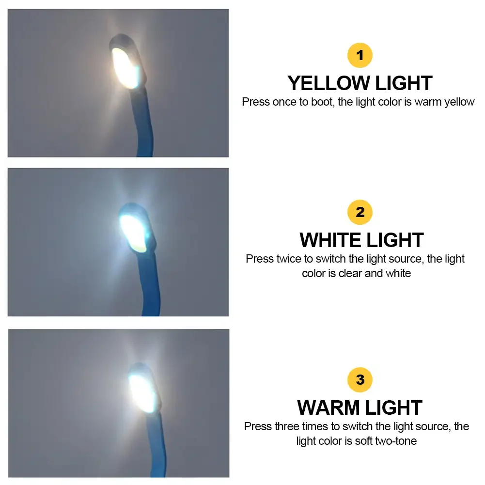 Lampka USB klipsowa, trzy kolory, regulowana jasność 📖