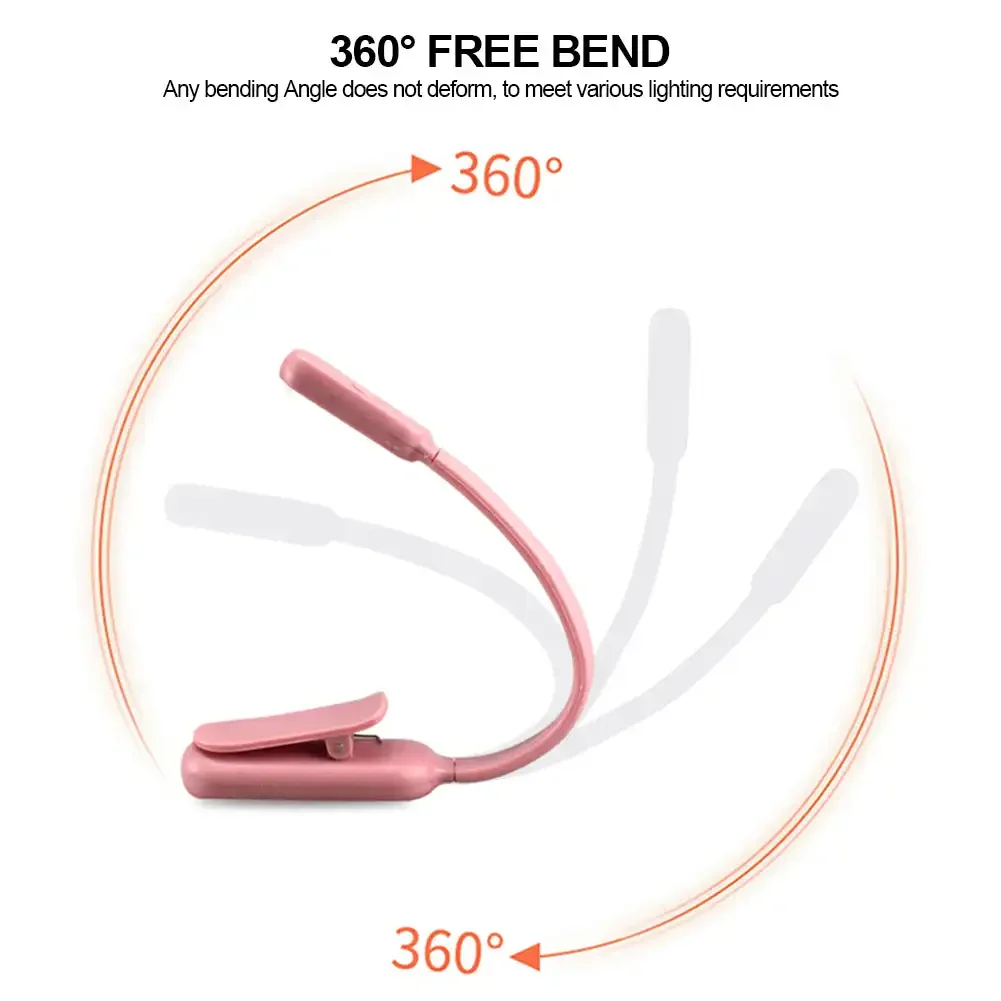 Lampka USB klipsowa, trzy kolory, regulowana jasność 📖